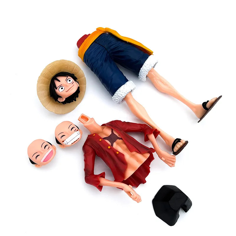 Figura de anime de One Piece de 28 cm, figura de acción de Luffy con cara sonriente de One Piece, modelo de juguete, kits 