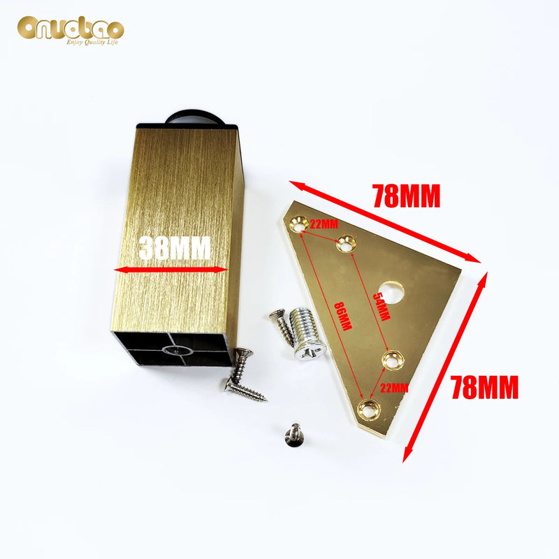 Onuobao-Pés Móveis Quadrados De Alumínio, Pés De Gabinete, Pode Ser Ajustado, Armário De Banheiro, Sofá, Pé De Mesa De Café, 4PCs