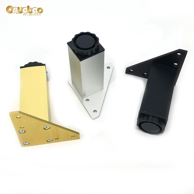 Onuobao-Pés Móveis Quadrados De Alumínio, Pés De Gabinete, Pode Ser Ajustado, Armário De Banheiro, Sofá, Pé De Mesa De Café, 4PCs