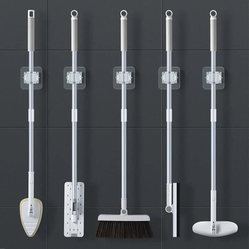 Organizador De Mop De Parede, Rack De Armazenamento Em Casa, Sucção Do Banheiro, Tubo De Suspensão, Ganchos Traceless, Cabide De Vassoura Impermeável, 2 Pcs, 4Pcs