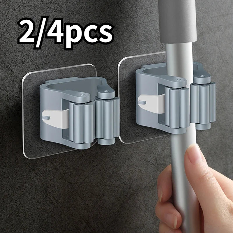 Organizador De Mop De Parede, Rack De Armazenamento Em Casa, Sucção Do Banheiro, Tubo De Suspensão, Ganchos Traceless, Cabide De Vassoura Impermeável, 2 Pcs, 4Pcs
