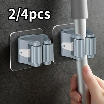 Organizador De Mop De Parede, Rack De Armazenamento Em Casa, Sucção Do Banheiro, Tubo De Suspensão, Ganchos Traceless, Cabide De Vassoura Impermeável, 2 Pcs, 4Pcs