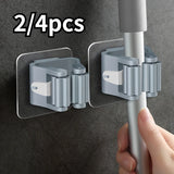 Organizador De Mop De Parede, Rack De Armazenamento Em Casa, Sucção Do Banheiro, Tubo De Suspensão, Ganchos Traceless, Cabide De Vassoura Impermeável, 2 Pcs, 4Pcs