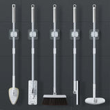 Organizador De Mop De Parede, Rack De Armazenamento Em Casa, Sucção Do Banheiro, Tubo De Suspensão, Ganchos Traceless, Cabide De Vassoura Impermeável, 2 Pcs, 4Pcs