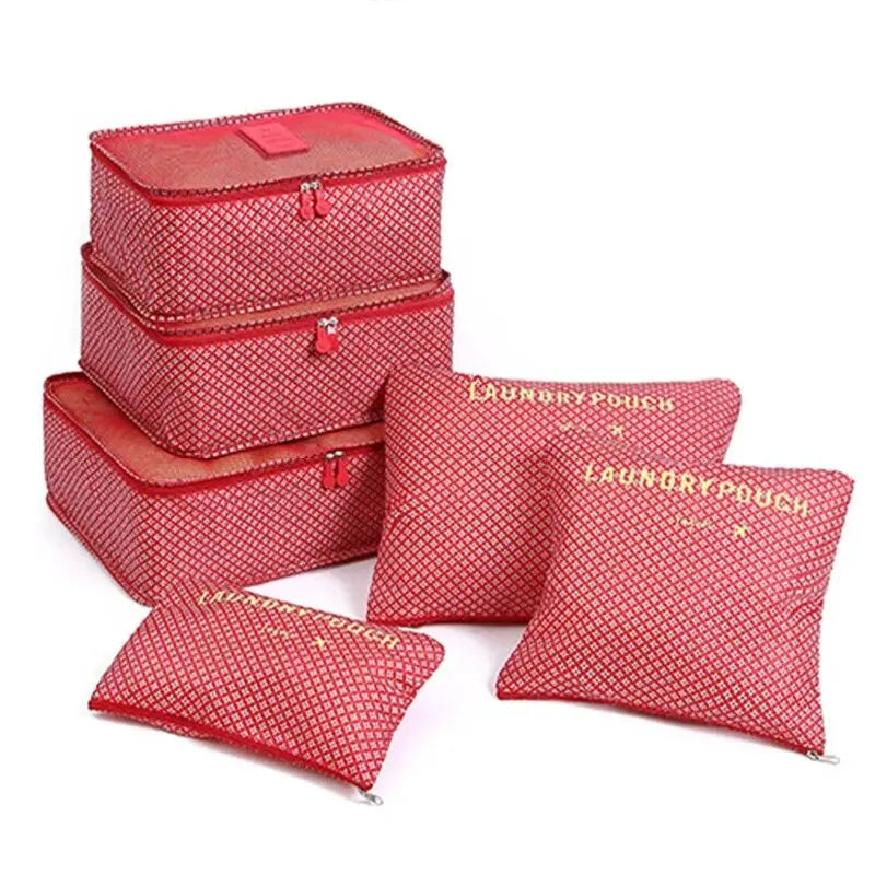 Organizador de viaje de gran tamaño, portátil, para ropa, zapatos, maquillaje, bolsa de almacenamiento de equipaje, 6 unidades 