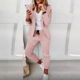 Autumn Winter Blazer Pants Two Piece Set Women Fashion Solid Long Sleeve Suit Coat Outfits Fashion Casual Pencil Pant Sets 