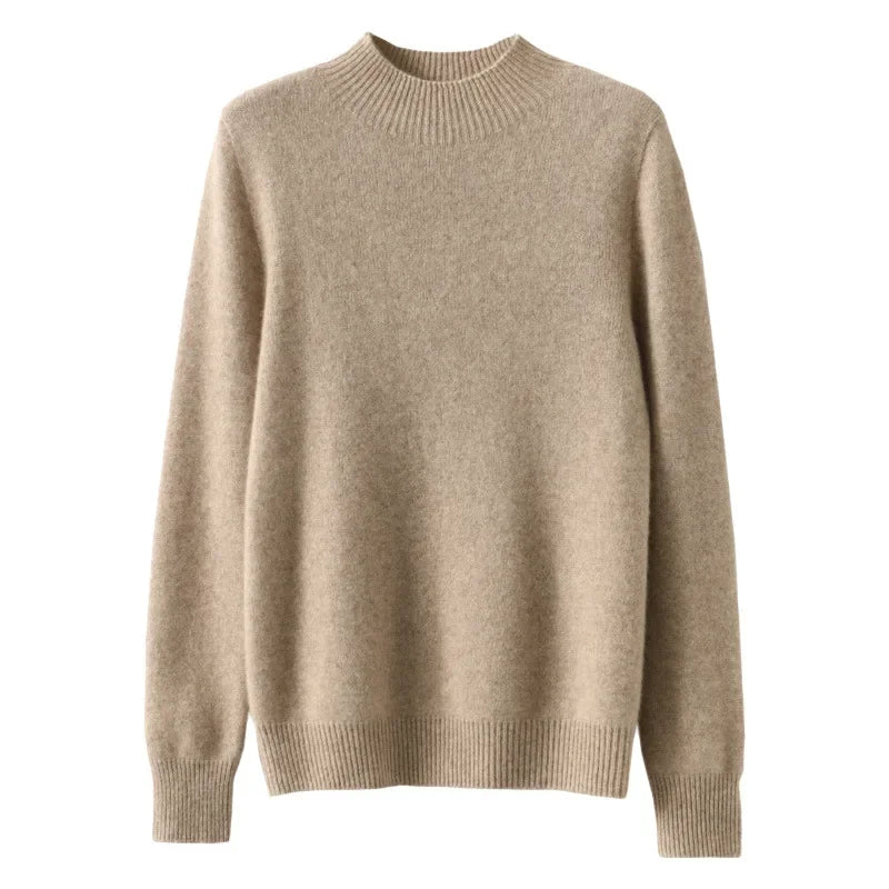 Autumn Winter Women Sweater Korean Fashion Warm Bottoming Shirts Half Turtleneck Basic Knitwear Solid Long Sleeve Pullovers 
