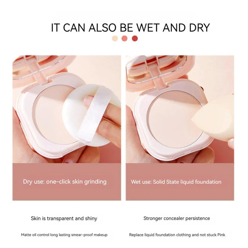 Oil Control Setting Powder, Makeup Setting, Brightening Skin Tone Setting Powder with Mirror, Compact Portable Makeup Powder 