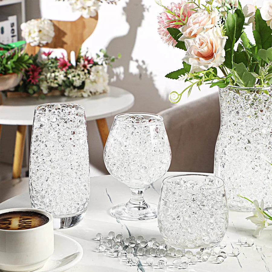 Pérolas de hidrogel para decoração de casa e jardim, contas de água gel transparente solo de cristal bolas para decoração de vaso de casamento 12.000 pcs