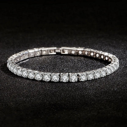 PABEYN-Pulsera de tenis cuadrada de plata de ley S925 para mujer, con diamante artificial, regalo de joyería fina de lujo, ideal para bodas, 4 mm 