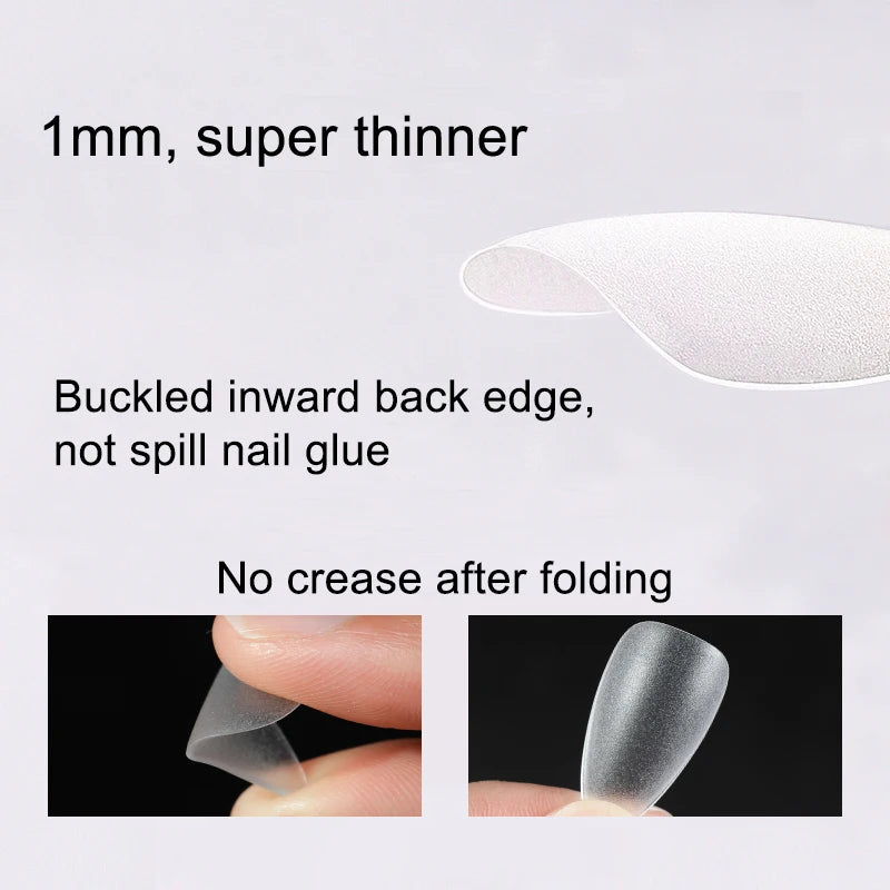 PINPAI-Matte Nails, Almond Coffin Nail Tips, Full Cover, Matte Artificial Nail, Soft Gel Tips, T Shape, 420Pcs 