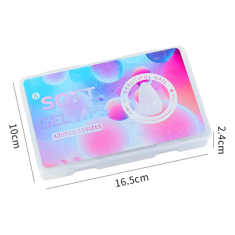 PINPAI-Matte Nails, Almond Coffin Nail Tips, Full Cover, Matte Artificial Nail, Soft Gel Tips, T Shape, 420Pcs 