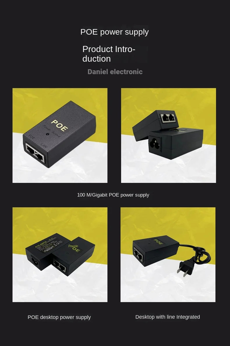 POE Gigabit Power Ethernet Power Adapter, AP Bridge Monitoring, Desk Surface Power, 48V, 0.5A, 24V, 1A 