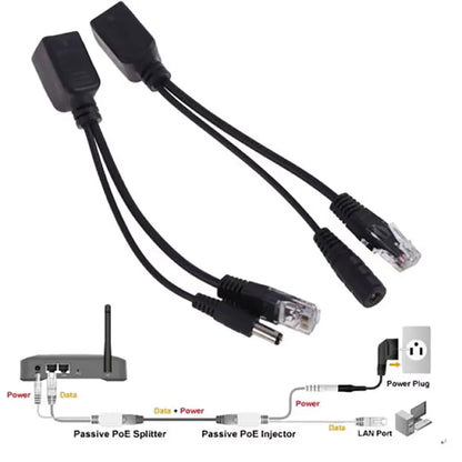 POE Splitter for IP Camera, Power Module, Passive Power Over Ethernet Adapter Cable, RJ45 Injector, 12-48V 