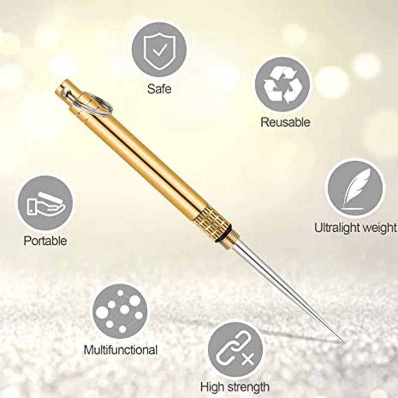 Portable Titanium Toothpicks Brass Pocket Keychain Metal Toothpick Holder for Outdoor Picnic Camping Accessories 