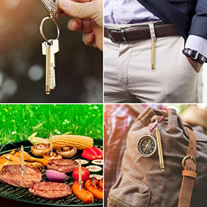 Portable Titanium Toothpicks Brass Pocket Keychain Metal Toothpick Holder for Outdoor Picnic Camping Accessories 