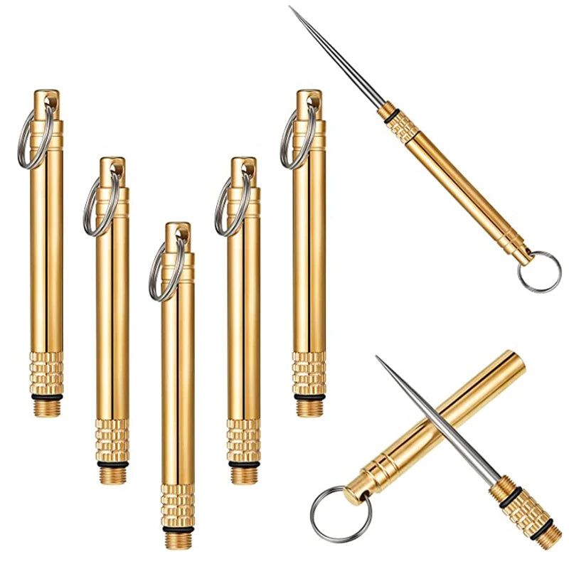 Portable Titanium Toothpicks Brass Pocket Keychain Metal Toothpick Holder for Outdoor Picnic Camping Accessories 