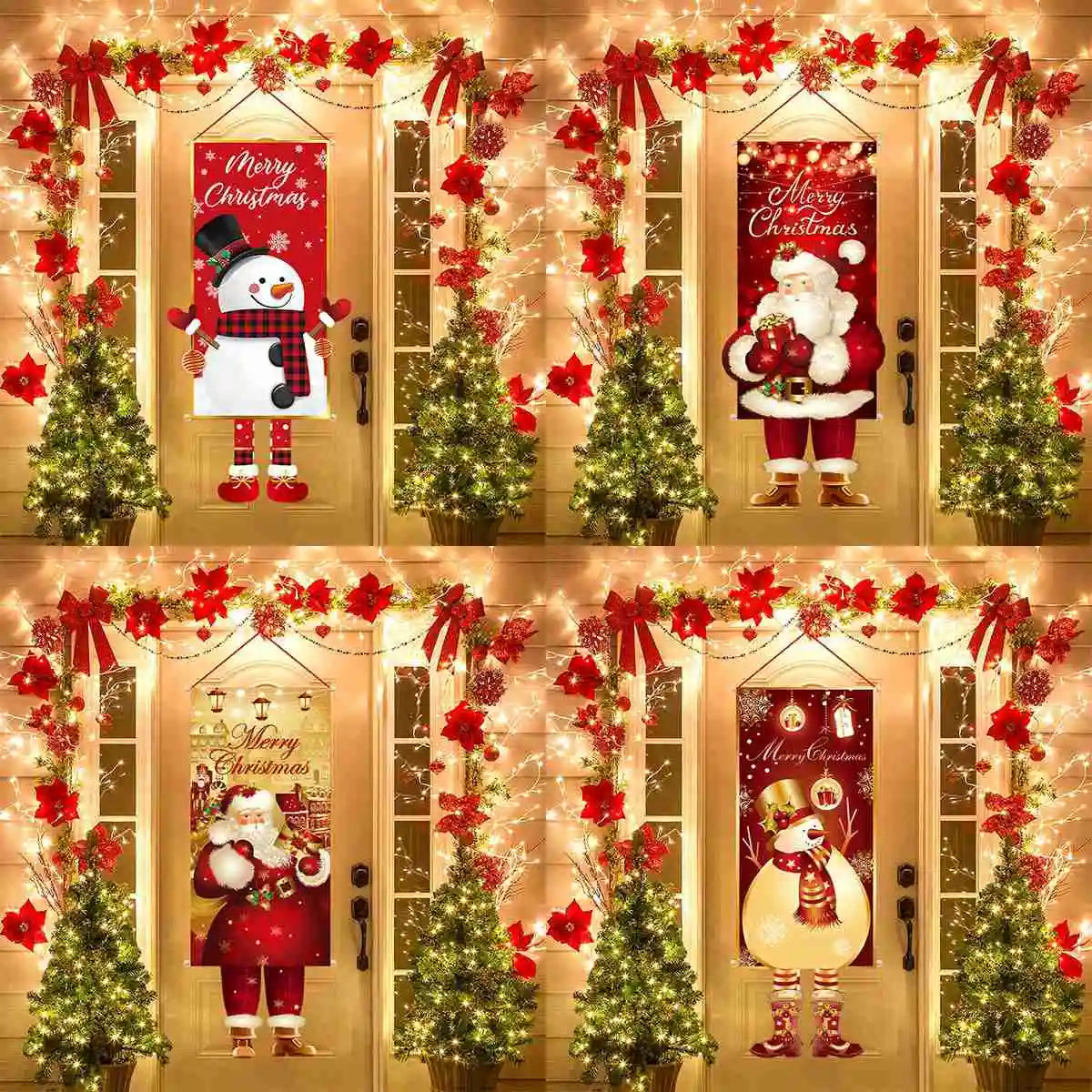 Pancarta colgante de Papá Noel, adornos navideños para el hogar, regalos de Año Nuevo 2023 y 2024 