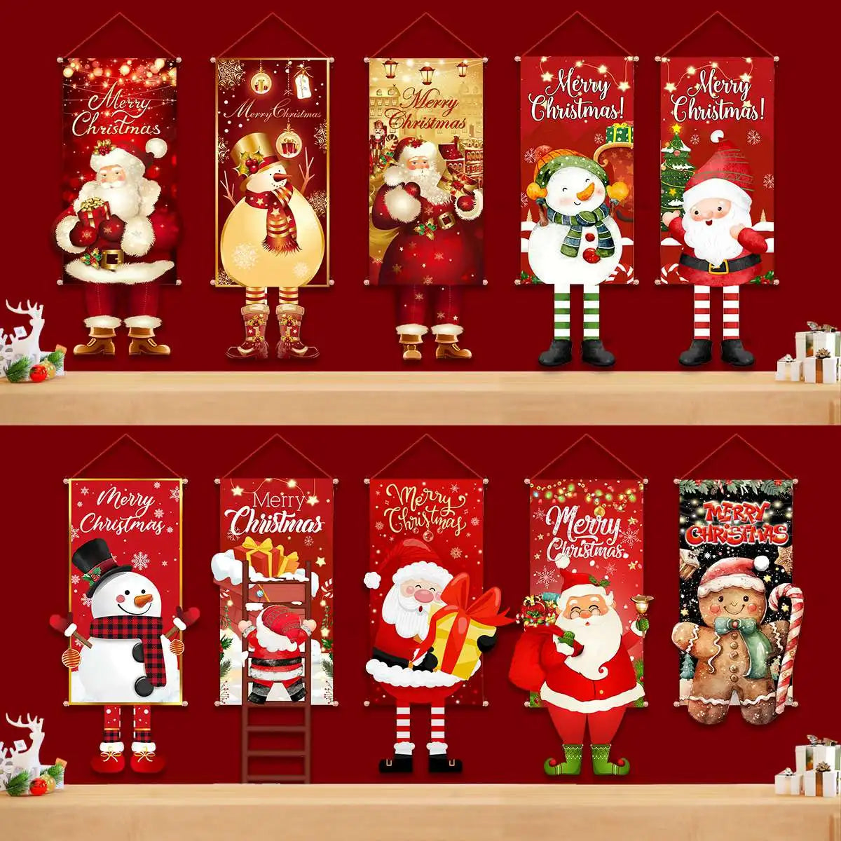 Pancarta colgante de Papá Noel, adornos navideños para el hogar, regalos de Año Nuevo 2023 y 2024 