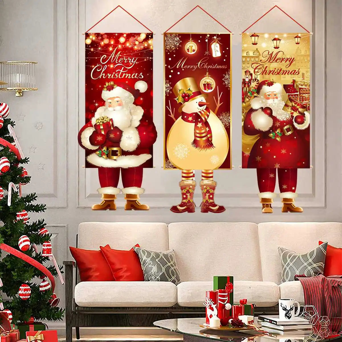 Pancarta colgante de Papá Noel, adornos navideños para el hogar, regalos de Año Nuevo 2023 y 2024 