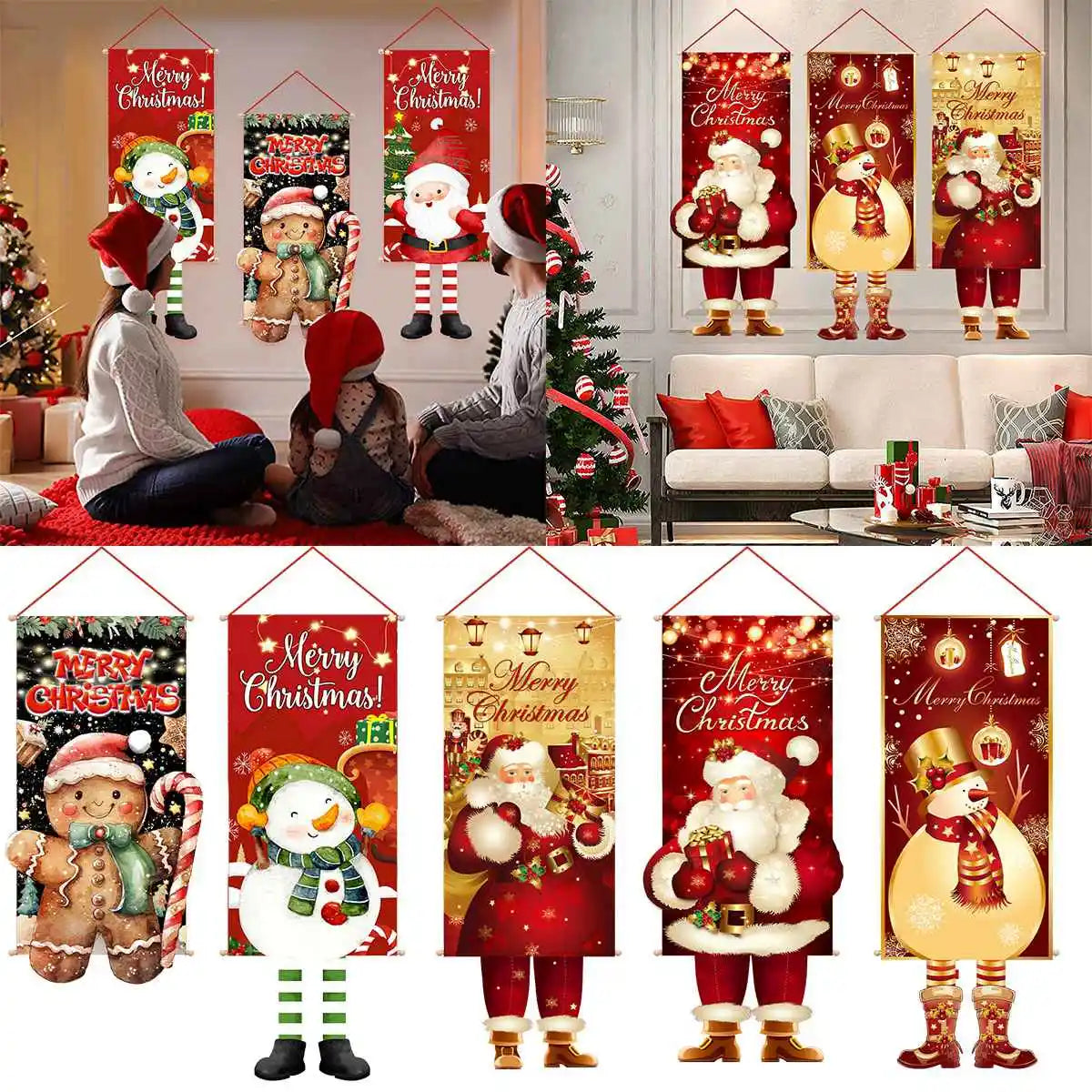 Pancarta colgante de Papá Noel, adornos navideños para el hogar, regalos de Año Nuevo 2023 y 2024 