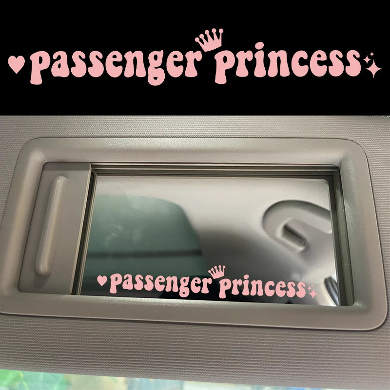 Passageiro Princesa Adesivos de carro, Engraçados adesivos criativos para espelhos retrovisores do carro, G216, 15*2.3cm