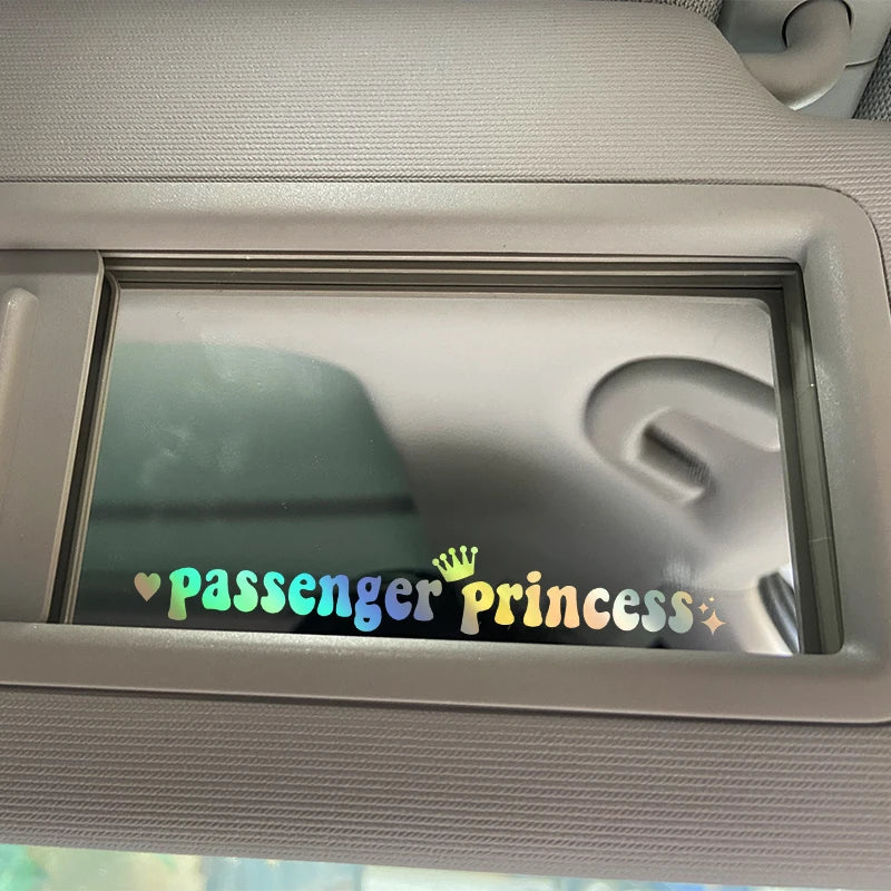 Passageiro Princesa Adesivos de carro, Engraçados adesivos criativos para espelhos retrovisores do carro, G216, 15*2.3cm