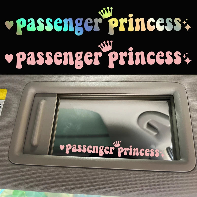 Passageiro Princesa Adesivos de carro, Engraçados adesivos criativos para espelhos retrovisores do carro, G216, 15*2.3cm