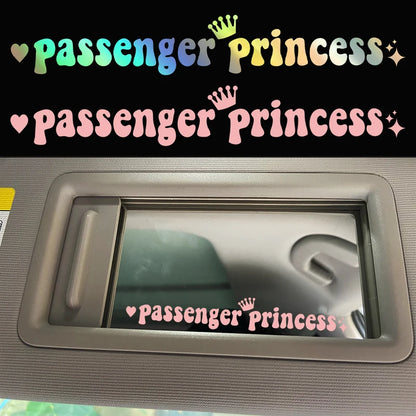 Passageiro Princesa Adesivos de carro, Engraçados adesivos criativos para espelhos retrovisores do carro, G216, 15*2.3cm