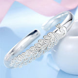 Peacock Opening Bracelet for Women, 925 Sterling Silver, Elegant Bracelets, Wedding Party Accessories, Jewelry Gift, Fashion, New 
