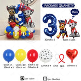 Paw Patrol Latex Balloon Decoration for Boy, Dog Paw Printing, Birthday Party Decorations, Blue Number, 55Pcs 