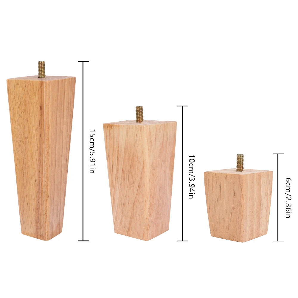 4Pcs 6/10/15cm Solid Wood Furniture Legs Chair Table Cabinet Heightening Parts Furniture Feet Replacement Accessories 