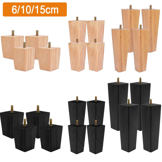 4Pcs 6/10/15cm Solid Wood Furniture Legs Chair Table Cabinet Heightening Parts Furniture Feet Replacement Accessories 