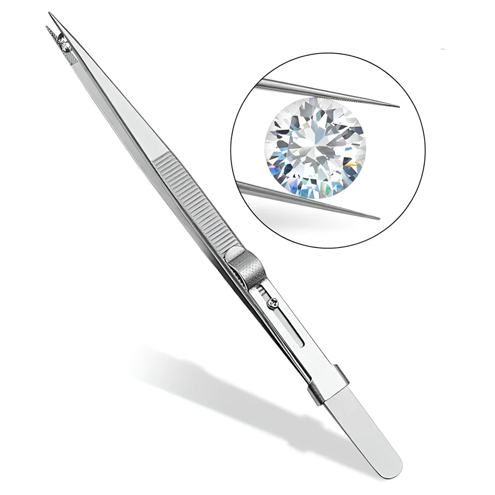 Anti-static Stainless Steel Adjustable Tweezers, Slide Lock Tweezers, Jewelry Making Tool, Electronic Components Repair Tools 