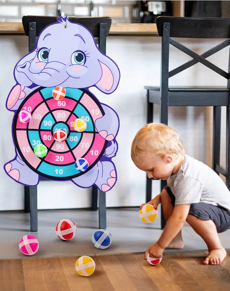 Cartoon Animal Dart Board for Kids, Sticky Ball, Interactive Educational Toys for Baby, Toddler Montessori, 2 to 4 Years 