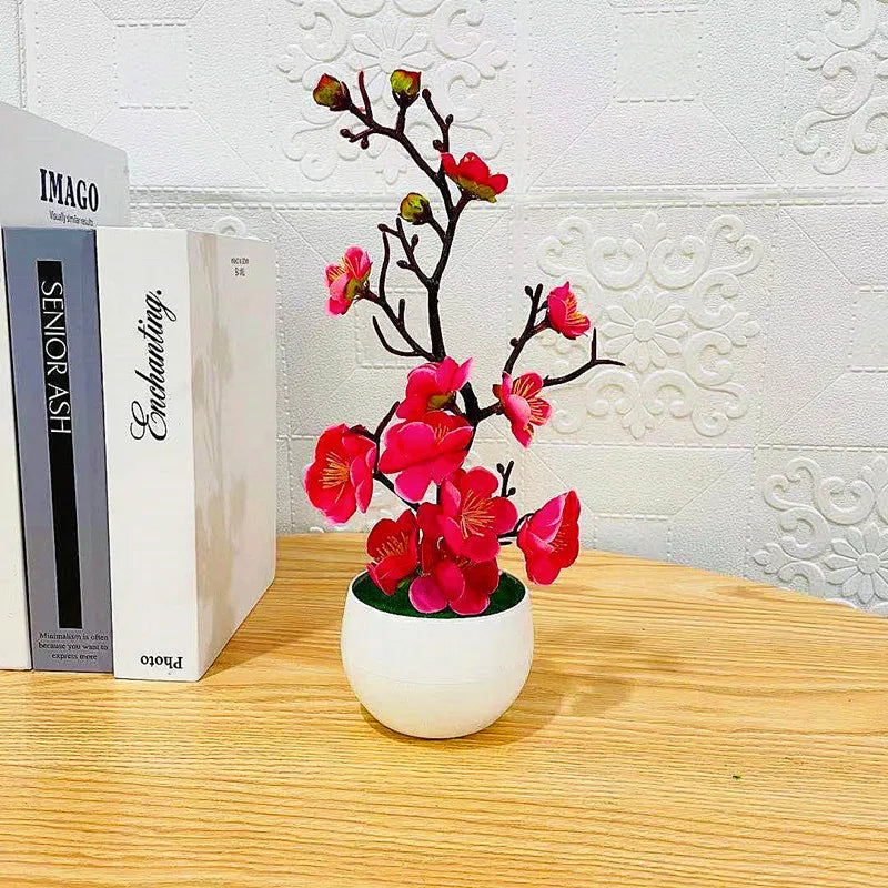 Plantas artificiais Bonsai Pequena árvore, Simulação Pote, Flores falsas, Enfeites de mesa em vasos, Casa, Dia das Mães, Novo