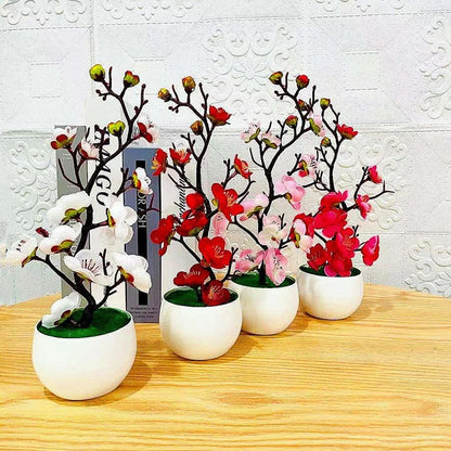 Plantas artificiais Bonsai Pequena árvore, Simulação Pote, Flores falsas, Enfeites de mesa em vasos, Casa, Dia das Mães, Novo