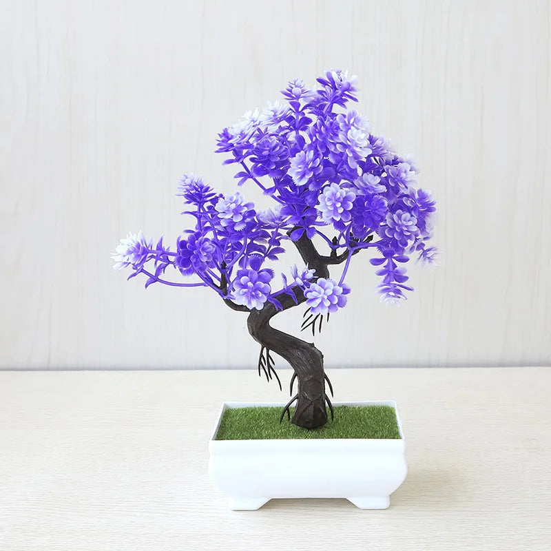 Plantas de plástico artificiais bonsai pequeno vaso de árvore planta falsa vaso de flores arranjo de jardim ornamentos quarto decoração de mesa de casa