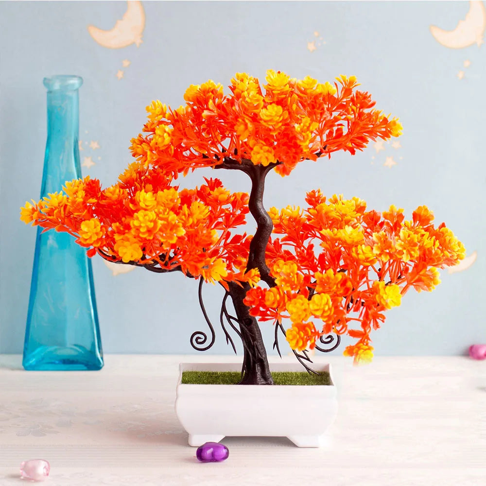 Plantas artificiales de plástico, bonsái, árbol pequeño, maceta, planta falsa, maceta, arreglo de jardín, adornos, dormitorio, hogar, decoración de mesa 