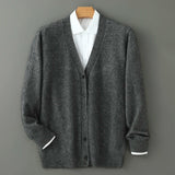 Plus size feminino outono inverno novo cardigan com decote em v topo 100% vison cashmere camisola de malha casual solto grande manga comprida topos