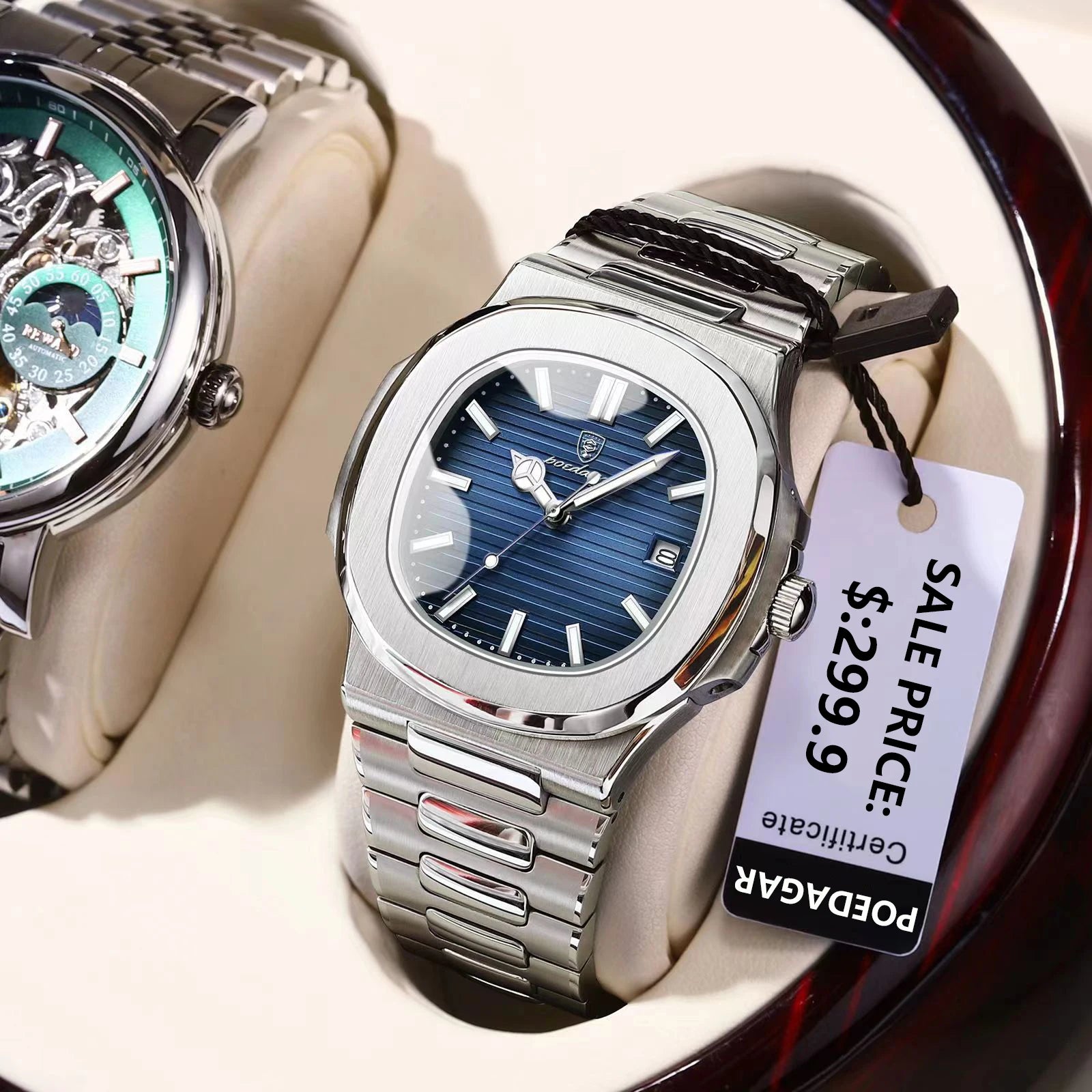 Poedagar-2022 New Luxury Quartz Watch Men Business Waterproof Watches Male Luminous Date Stainless Steel Square Watch 