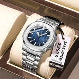 Poedagar-2022 New Luxury Quartz Watch Men Business Waterproof Watches Male Luminous Date Stainless Steel Square Watch 