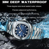 Poedagar-2022 New Luxury Quartz Watch Men Business Waterproof Watches Male Luminous Date Stainless Steel Square Watch 
