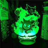 Pokémon Gengar Anime LED Night Light, Haunter Gastly, Lâmpada 3D, USB, Mudança de cor, Luminaria Ilusão, Candeeiros de mesa para dormir