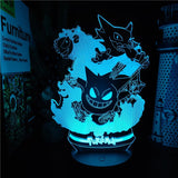 Pokémon Gengar Anime LED Night Light, Haunter Gastly, Lâmpada 3D, USB, Mudança de cor, Luminaria Ilusão, Candeeiros de mesa para dormir