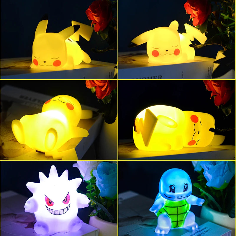 Pokemon Pikachu Anime Soft Night Light, Luz LED bonito, Luz de cabeceira do quarto, Decoração do quarto, Decoração de mesa Kawaii, Dute Light, Novo