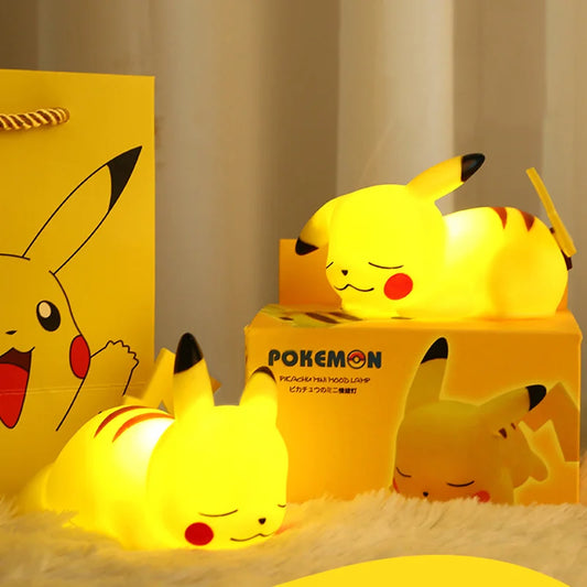 Luz nocturna brillante de Pokémon Pikachu para niños, linda lámpara de noche, regalo de cumpleaños para niños, juguete de Navidad 