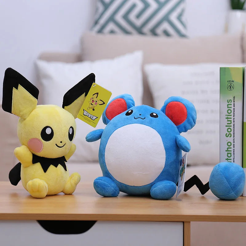 Pokemon Plush Stuffed Toy para crianças, brinquedos macios dos desenhos animados, presente para crianças, Pikachu, Charizard, Gengar, Squirtle, Espeon, Glaceon, Umbreon