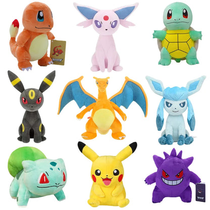 Pokemon Plush Stuffed Toy for Kids, Cartoon Soft Toys, Gift for Children, Pikachu, Charizard, Gengar, Squirtle, Espeon, Glaceon, Umbreon 