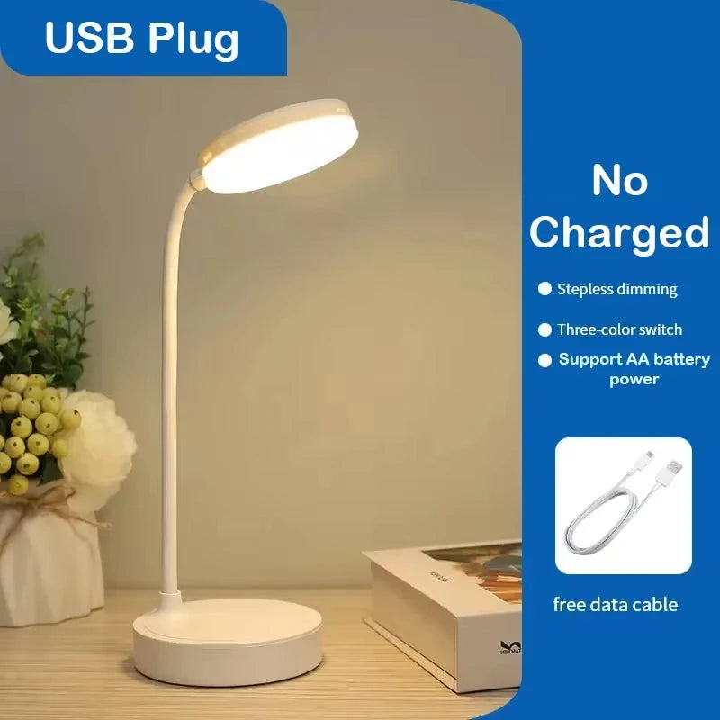 Portable LED Desk Lamp, Eye Protection, 3 Dimming Modes, Bedroom Bedside, USB Touch Charge, College Student Book, 2024 